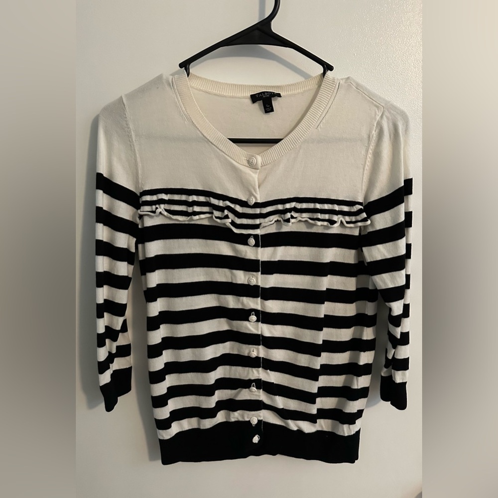 Talbots. Striped Button Up Cardigan.